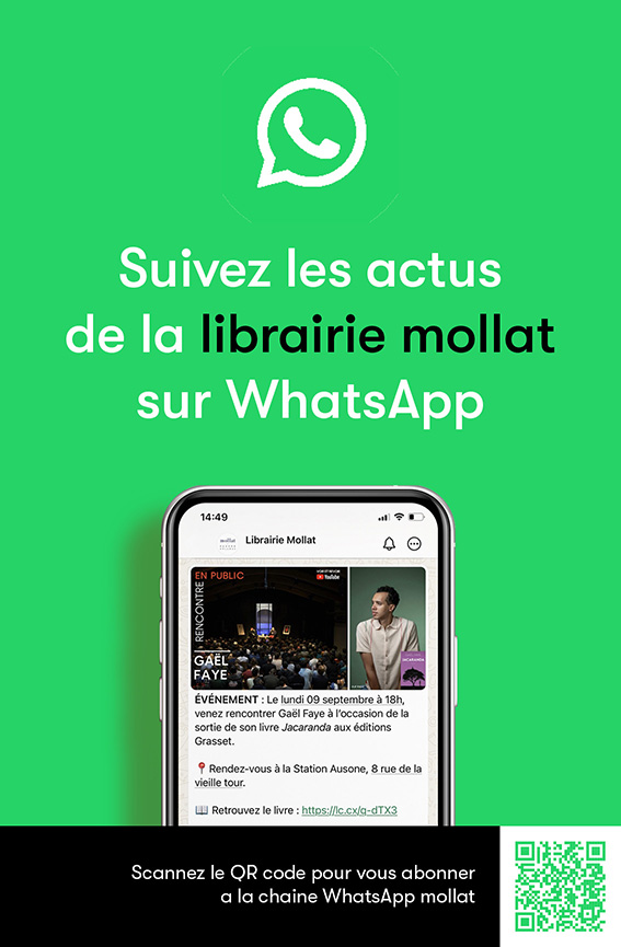 Visuel “Suivez les auteurs sur WhatsApp” avec QR code