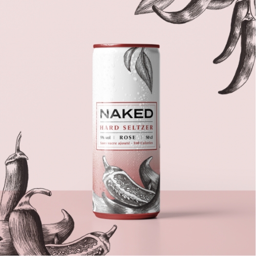Canette Naked en pied - fond rose clair, packshot produit