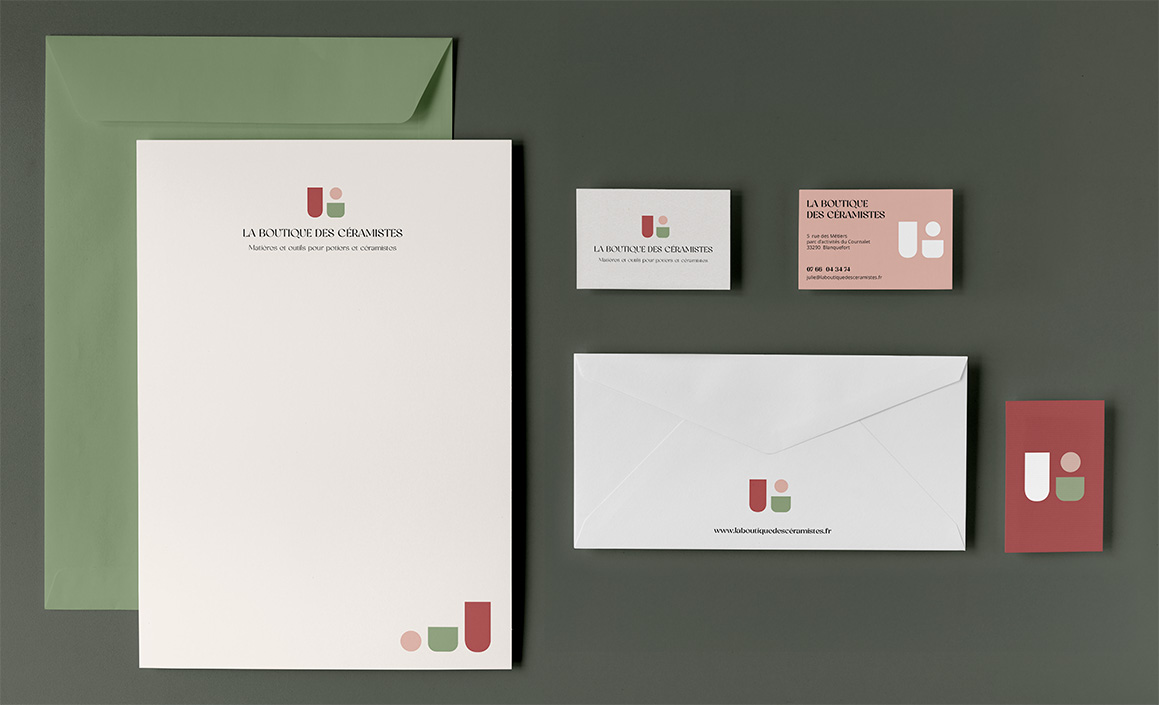 Papeterie — lettre, enveloppe, carte et carte de visite