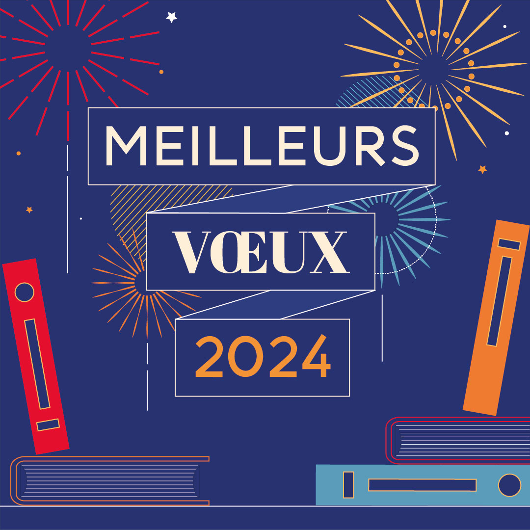 Carte “Meilleurs vœux 2024” bleu marine et or