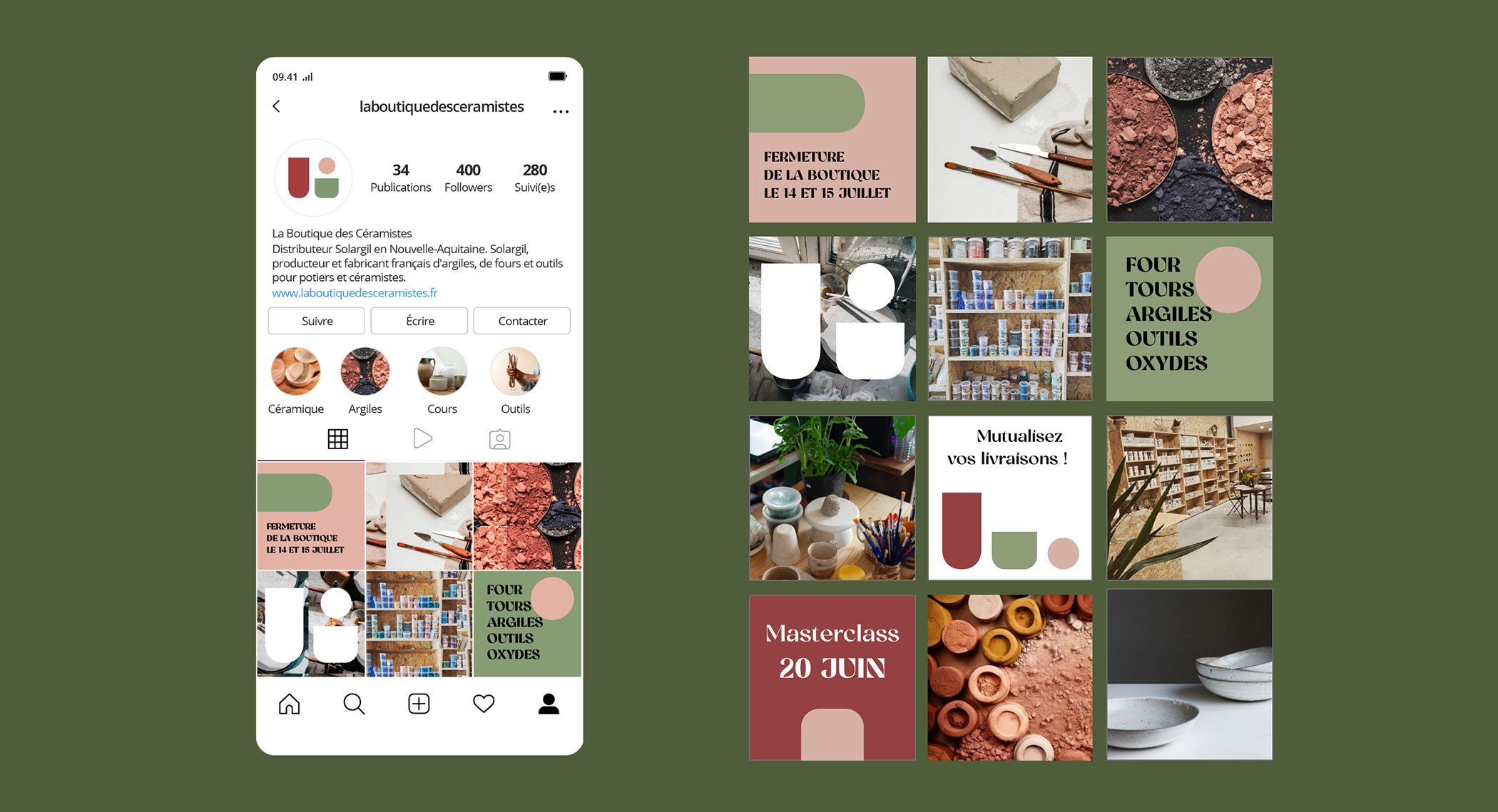 Profil Instagram - aperçu du compte La Boutique des Céramistes