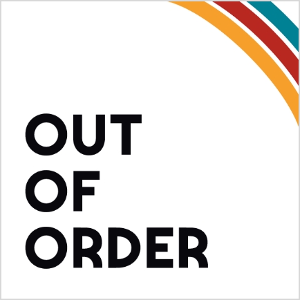 Visuel typographique OUT OF ORDER avec arc coloré