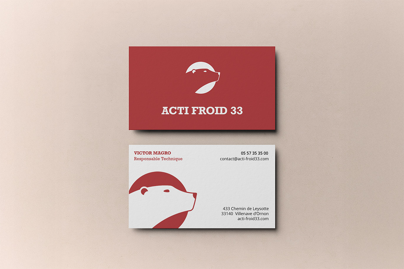 Set papeterie — carte de visite et carte rendez-vous Acti Froid 33